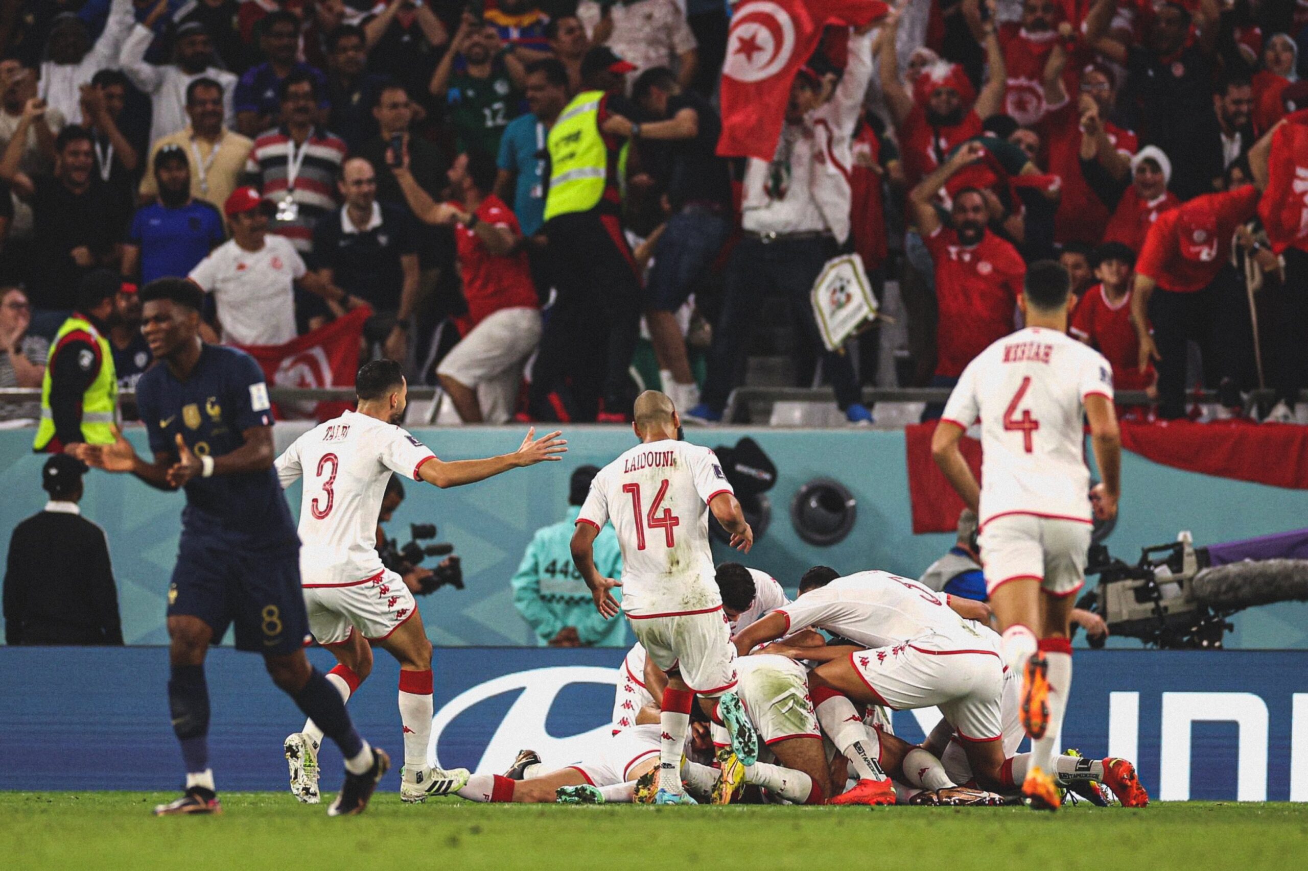 تونس تهزم فرنسا بهدف نظيف وتودع كأس العالم قطر 2022.
